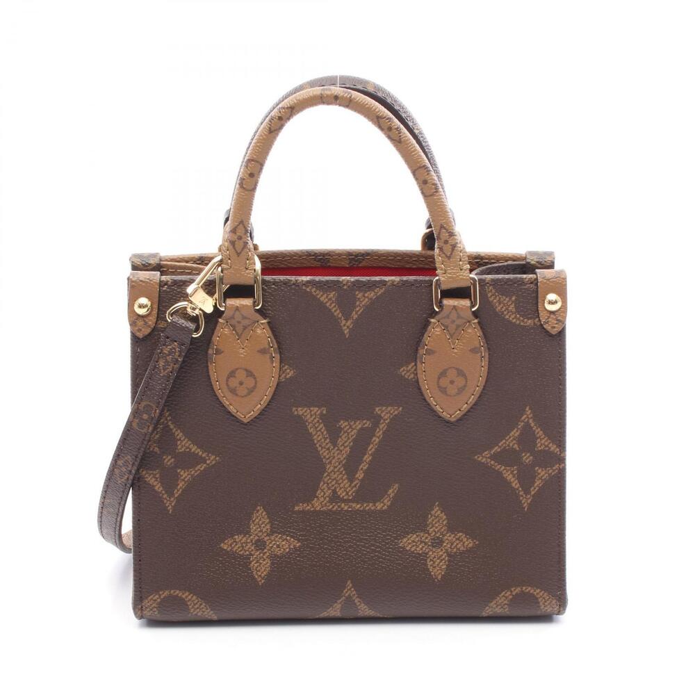 Louis Vuitton OnTheGo Monogram Reverse Handbag Canvas Leather Brown